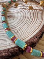 Collier Hélios – Perles  aquamarine & doré solaire