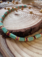 Collier Hélios – Perles  aquamarine & doré solaire