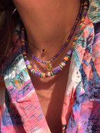 Collier Siwa – Pierres Naturelles Violettes & Perles Heishi | Bijou Fait Main | Maison Iconic