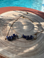 Collier Poséidon – Pierres Naturelles & Acier Doré