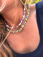 Collier Palva – Perles Heishi Mauve, Lilas & Blanc