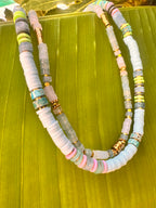 Collier rio – heishi pastel & pierres naturelles