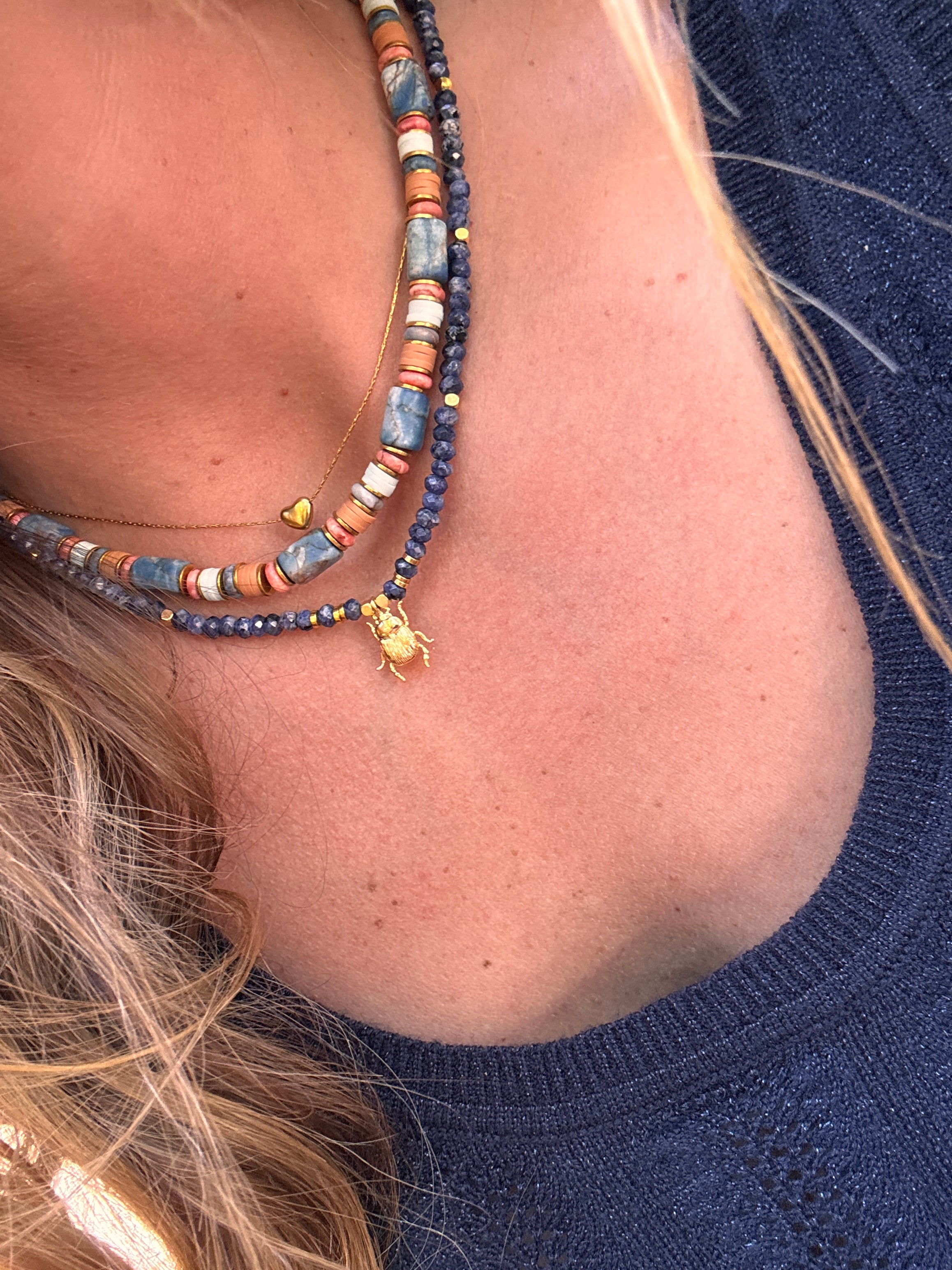 Collier Teva – Sodalite & Perles Heishi Terracotta