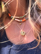 Collier Jade – Heishi blanc nacré & Jaspe Impérial vert menthe