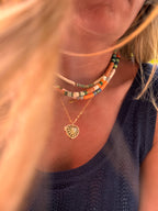 Collier Jade – Heishi blanc nacré & Jaspe Impérial vert menthe