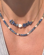 Collier Poséidon – Pierres Naturelles & Acier Doré