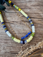 collier bleu vert olive et bleu marine fait main