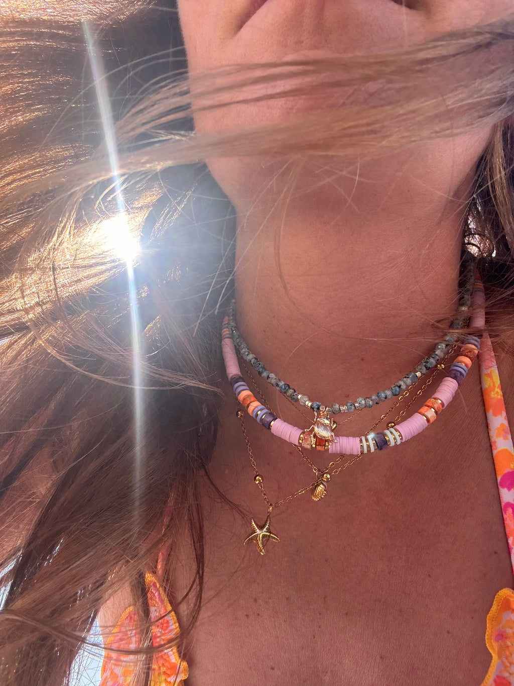 pierres naturelles corail violet collier Rosée Maison Iconic