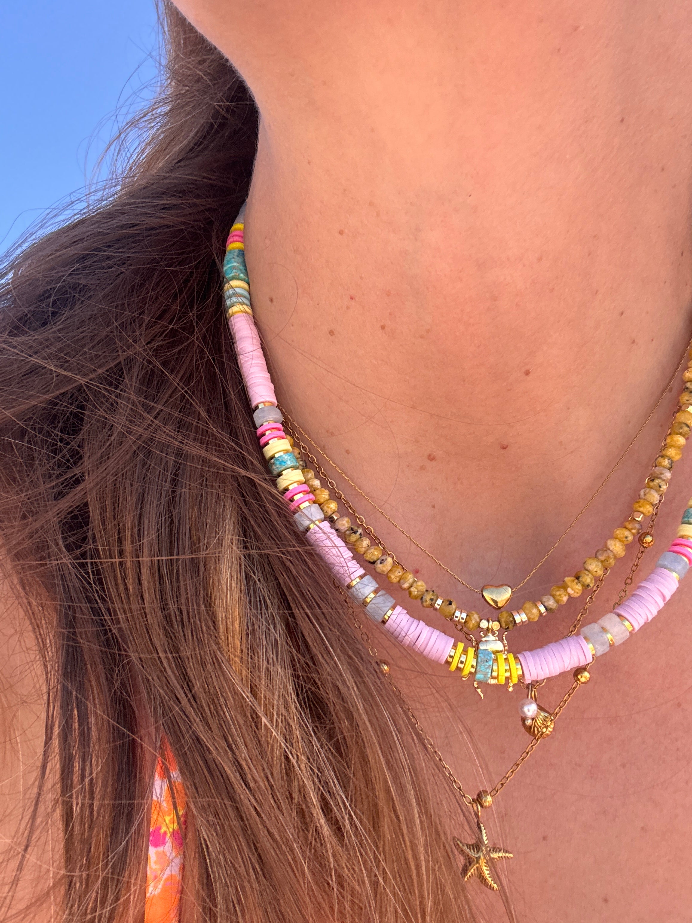 pierres naturelles turquoise et jaune citron fait main