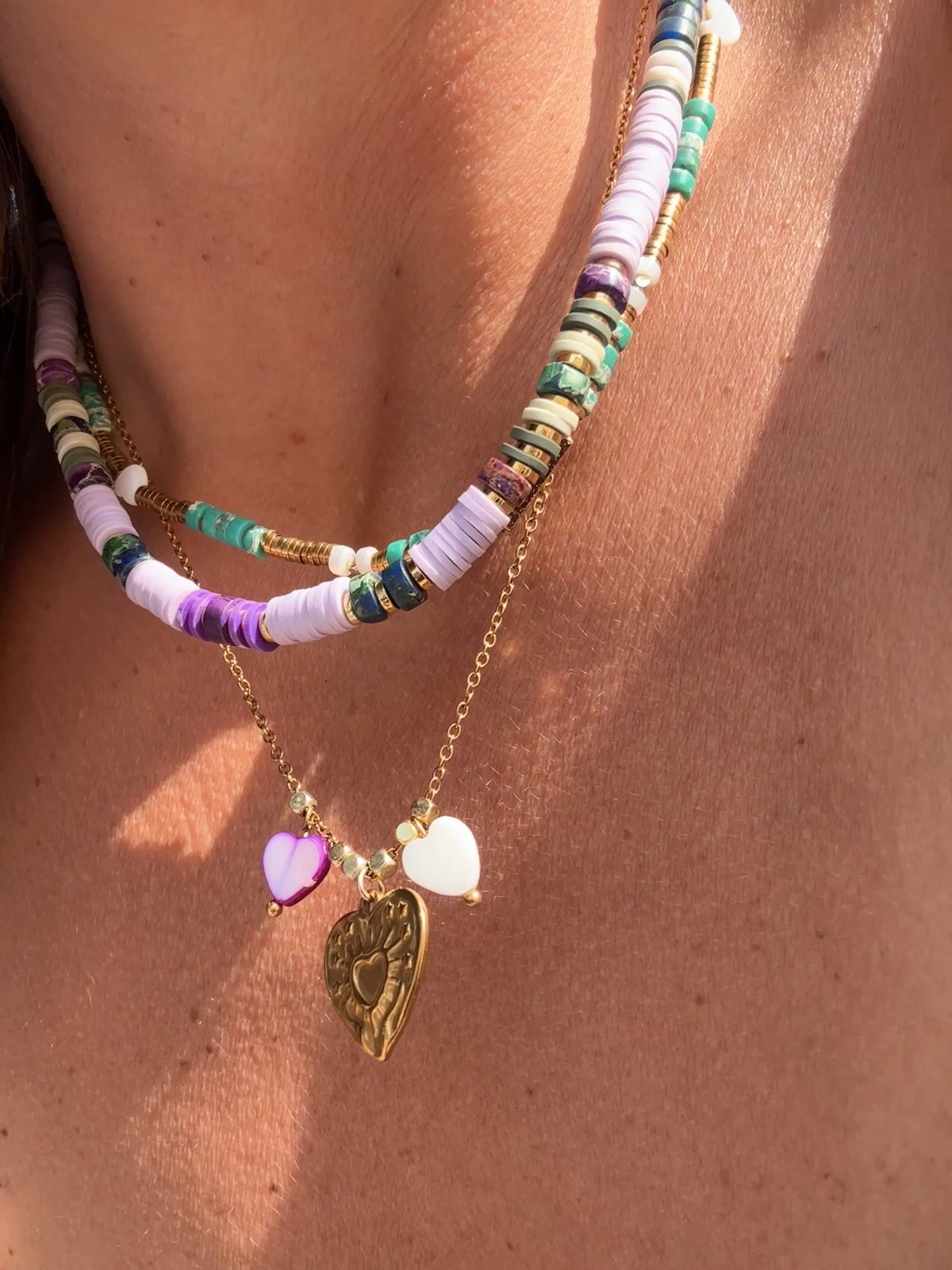 Collier Surf Reef – Perles Heishi et Pierres Naturelles