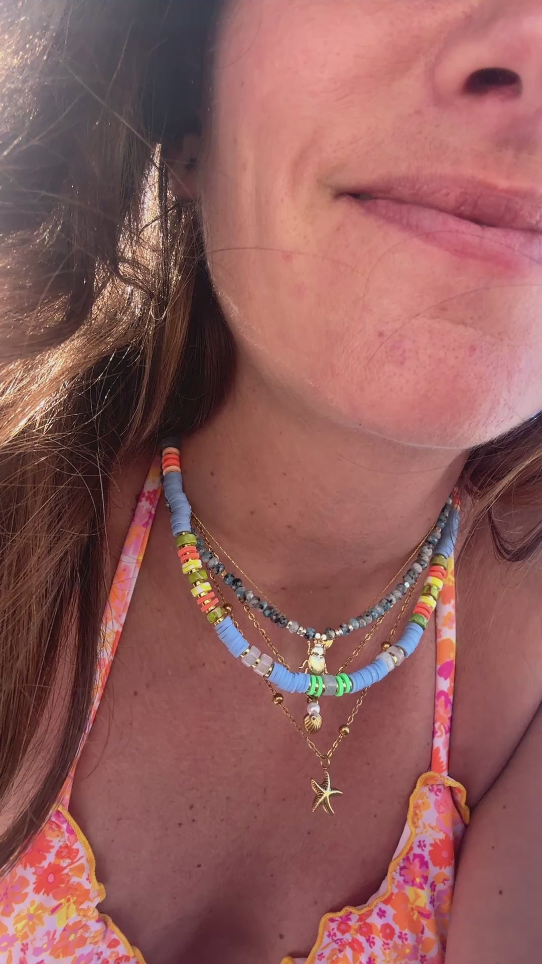 Collier Néréide – Perles Heishi & Pierres Naturelles